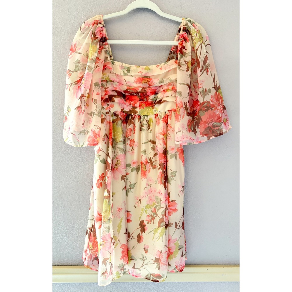 Abercrombie and Fitch Emerson Angel Sleeve Mini Dress Floral Fairycore Babydoll - Picture 2 of 4